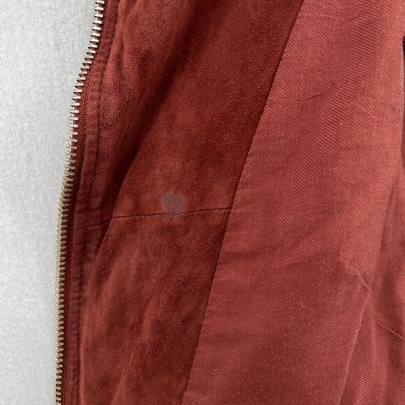 ALLSAINTS Plait Balfern Suede Biker Jacket Womens 6 Burgundy Maroon Moto Zip - Picture 15 of 16